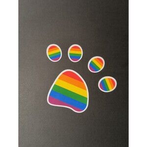 Rainbow Pride LGBTQ+ Paw Print Waterproof Vinyl Sticker Decal (2 Pack)